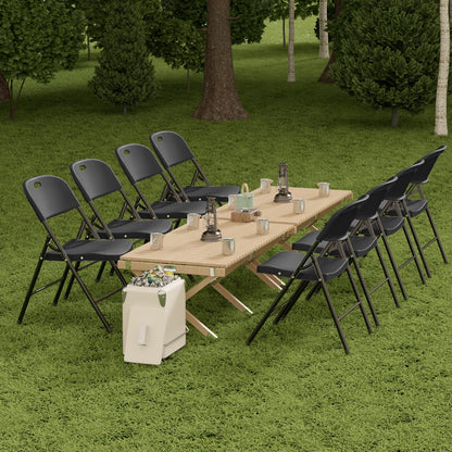 Nazhura 650 Weight Limit Heavy Duty Plastic Folding Chair with Reinfoced Steel Frame for Indoor and Outdoor, Wedding, Party, Restaurant, Meeting Room, Patio and Garden (Black, 12 Pack)