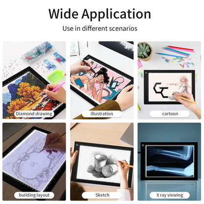 Light Box Drawing Pad A4, Tracing Board with Type-C Charge Cable and Brightness Adjustable for Artists, AnimationDrawing, Sketching, Animation, X-ray Viewing (A4-PS)