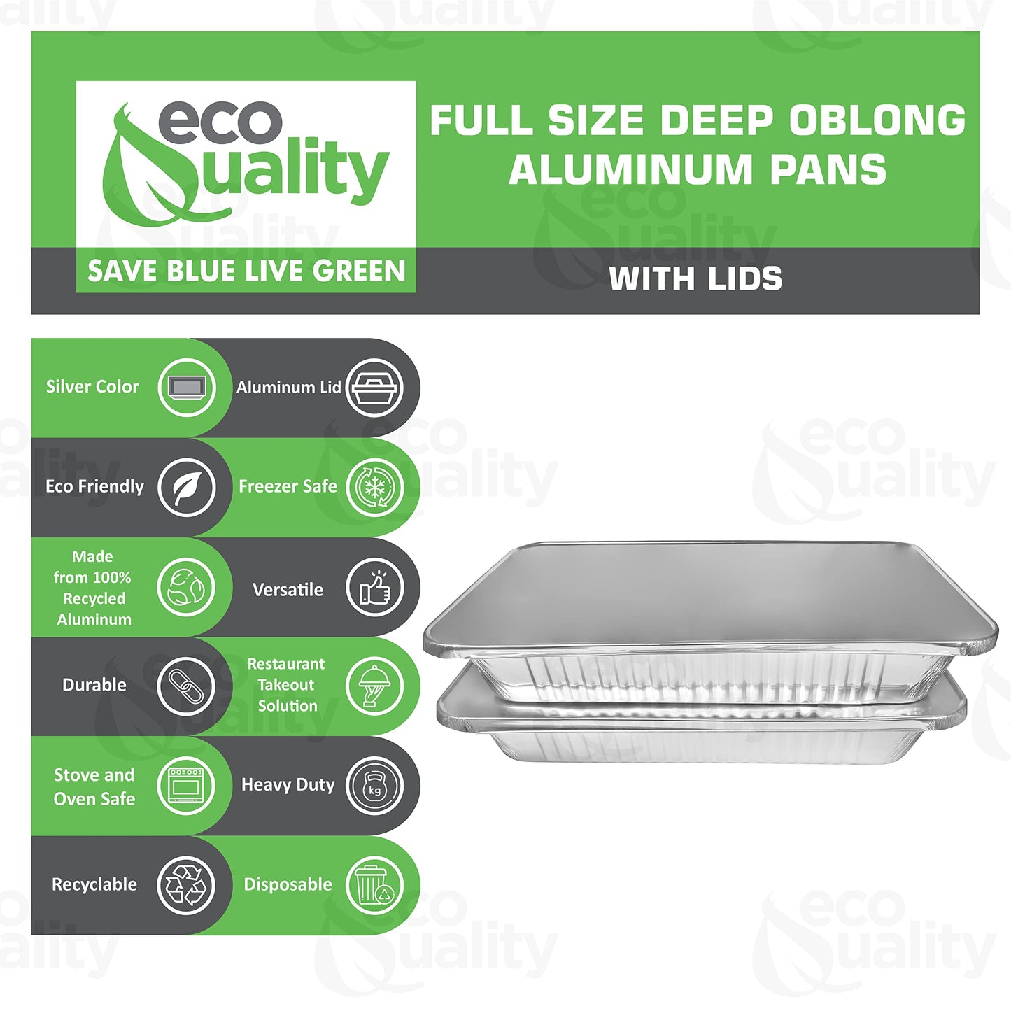 Heavy Duty Full Size Deep Aluminum Pans with Lids Foil Roasting & Steam Table Pan 21x13 inch - Deep Chafing Trays for Catering Disposable Large Pans for Baking, Reheating, Grilling (100 PACK)