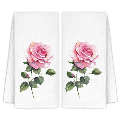 CIOJUNE Roses Flowers Floral Kitchen Towels Set of 2 - Roses Flowers Decorative Hand Towels for Bathroom Decor Dish Towels for Kitchen Floral Hand Towels, 16x24