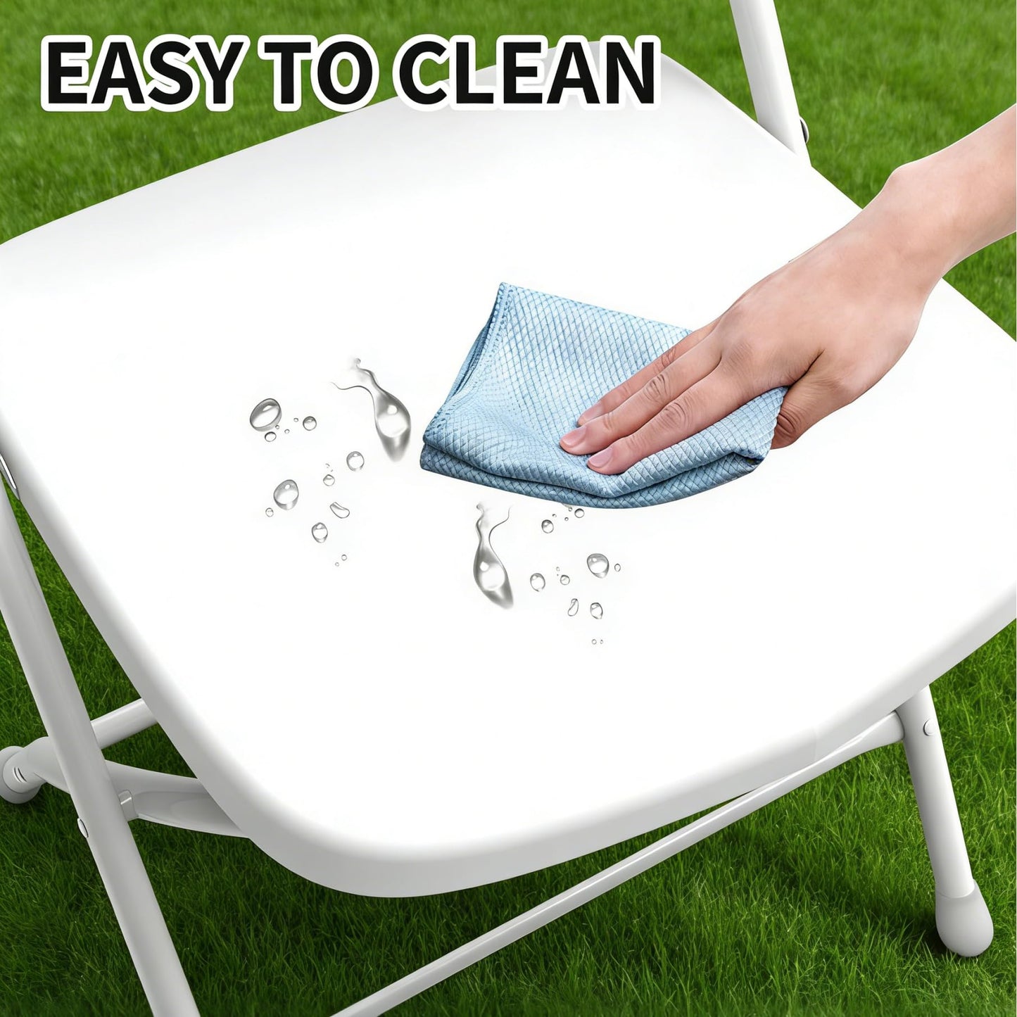 JMGJOY No Assembly Folding Chairs 20 Pack, Outdoor Portable Lightweight Wedding Chair, White Plastic Chairs for Banquet, Party, Picnic, Outdoor & Indoor Use