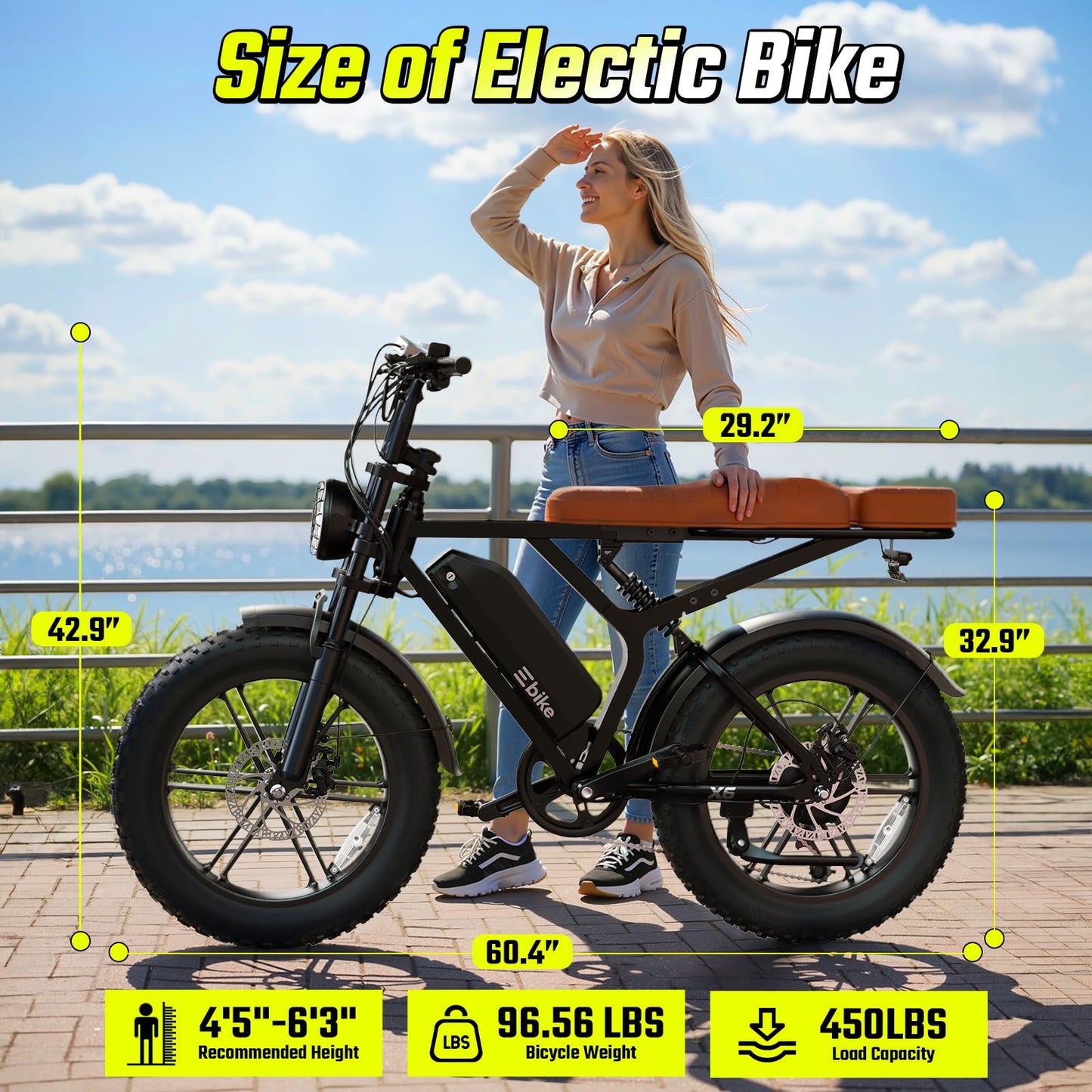SISIGAD Electric Bike for Adults, Peak 1500W Motor, Range 70Miles, Fat Tire 20" Retro Ebike, 48V 15Ah Removable Battery, 7-Speed E Bike for City Commuting, Off-Roading, Mountain, UL 2849 Dark Black