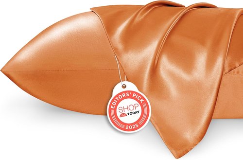 Bedsure Satin Pillowcase - Luxurious Silk-Like Feel | Standard Size 20x26 Inches, Orange, 2-Pack