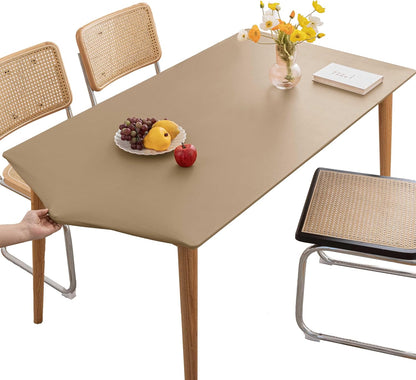 28 47 Inch Coffee,28"x47") PU Stretch Fitted Rectangle Tablecloth with Elastic Edge x Waterproof Oil Proof Table Cloth