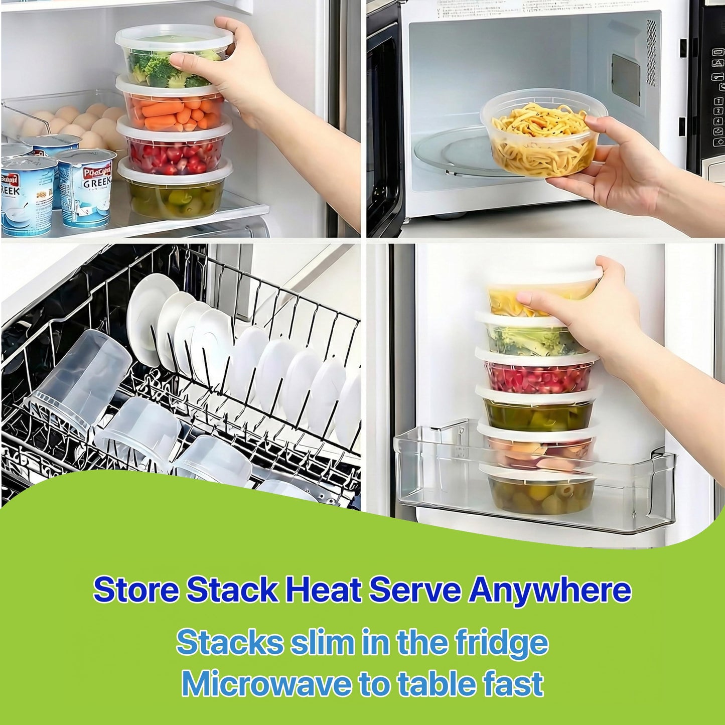 Pokanic Food Storage Containers [10 Set] x [8 oz] Plastic Deli Containers with Lids Slime Soup Meal Prep Containers | BPA Free | Stackable | Leakproof | Microwave/Dishwasher/Freezer (10 Set, 8 oz)