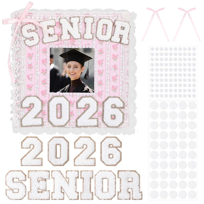 ForraFun Pink Graduation 2026 Scrapbook Album 8" x 8" Class of 2026 Senior Year Memory Book DIY Kit Photo Album Scrapbook for Senior High School College Graduates Customized Graduation Gift 60 Pages