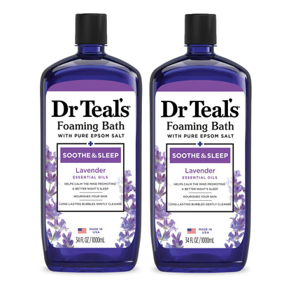 Dr Teal's Foaming Bath with Pure Epsom Salt, Relax & Relief with Eucalyptus & Spearmint, 34 fl oz (Pack of 2)
