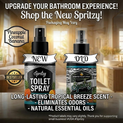Toilet Spray (4 fl oz) | 600+ Sprays | Bathroom Spray w/Many Scents – Restroom & Bathroom Odor Eliminator – Essentials for a Fresh, Confident Bathroom (Tropical Breeze)