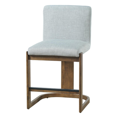 Christopher Knight Home Morant Counter Height Bar Stools Set of 2, 24" Wood Bar Stool for Kitchen Island, Modern Upholstered Kitchen Island Chairs with Wood Frame and Metal Footrest, Light Grey+Walnut