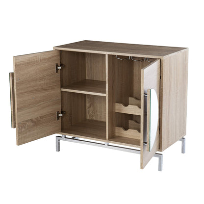 SEI Furniture - Northdom Bar Cabinet with Wine Storage - Transitional Design, Natural Iron and Wood - Ideal for Living Room, Home Bar (HZ1114405)