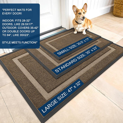 OLANLY Waterproof Front Door Mat - All-Season, Fade Resistant, Easy Clean | 47x17 Inches, Brown