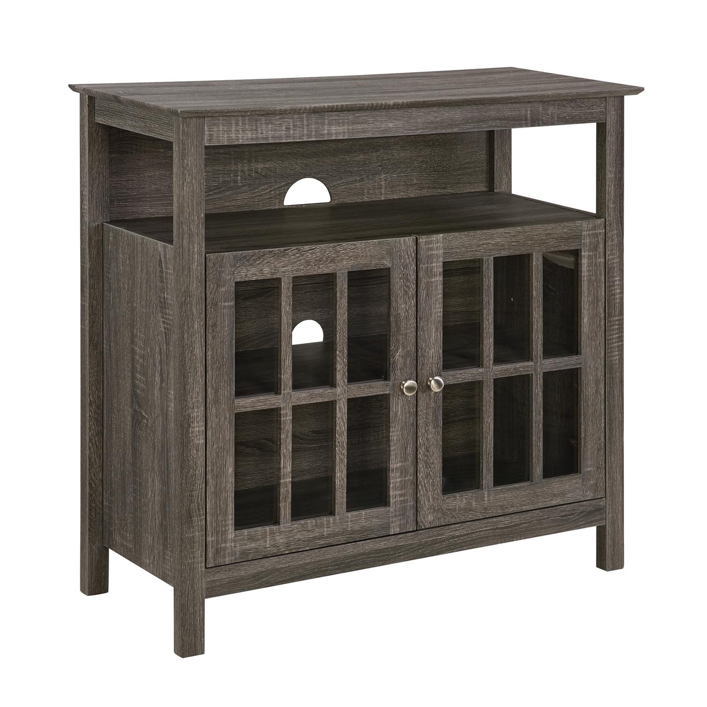 Convenience Concepts Big Sur Highboy TV Stand 36" - Modern Entertainment Center For TVs up to 40", Storage Cabinet for Dining, Living Room, & Entryway, Console Hall Table with Shelves, Weathered Gray