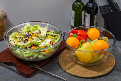 6.5Qt Extra Large Glass Mixing Bowls, Clear Large Salad Bowls,Thickened Glass Big Mixing Bowls Salad Bowls Cooking Bowl for Kitchen Prepping Storing Baking Serving, Fruit, Snacks, Borosilicate Glass