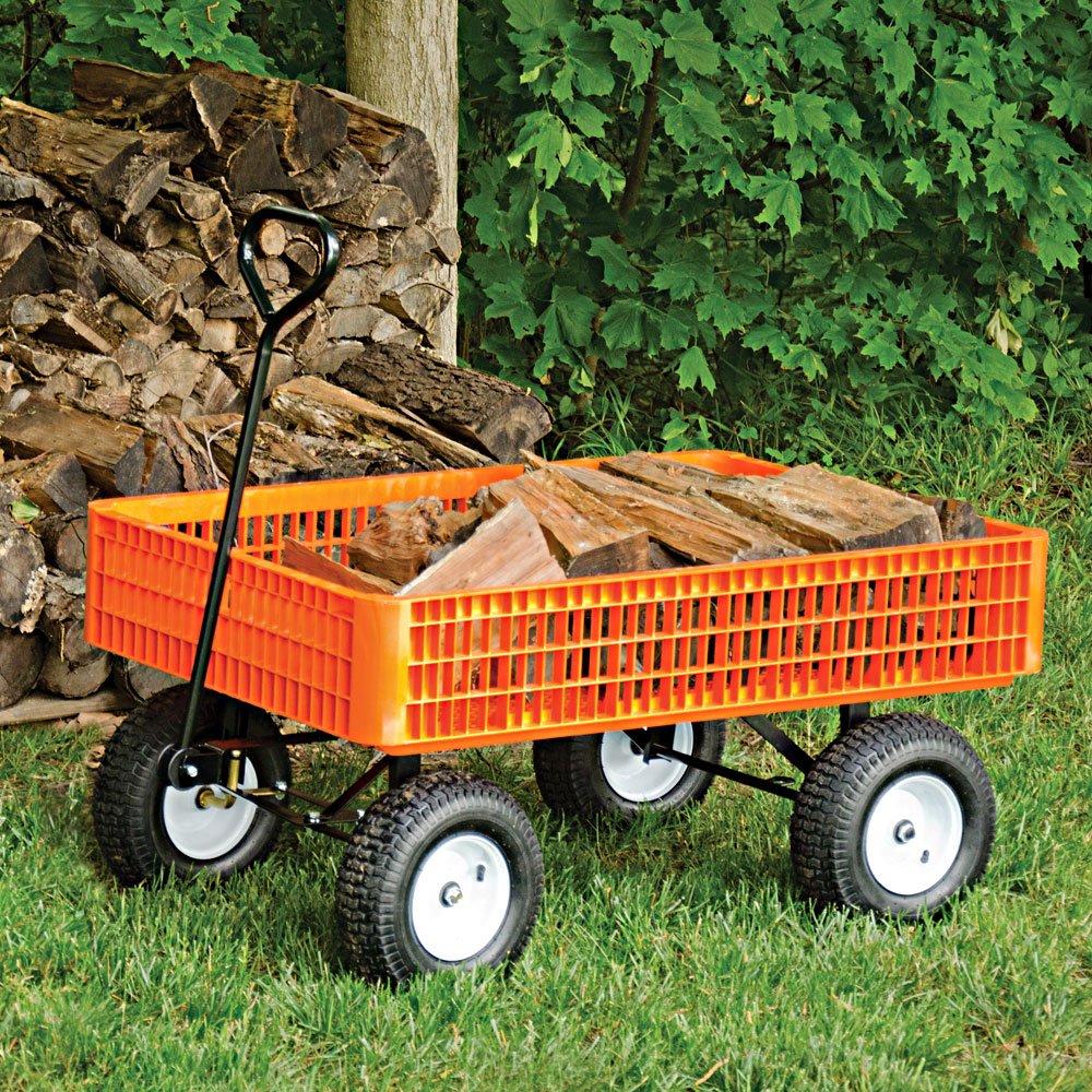 A.M. Leonard Orange Utility Wagon with Flat-Free Tires - 30 x 46 x 7.5 Inch Tray