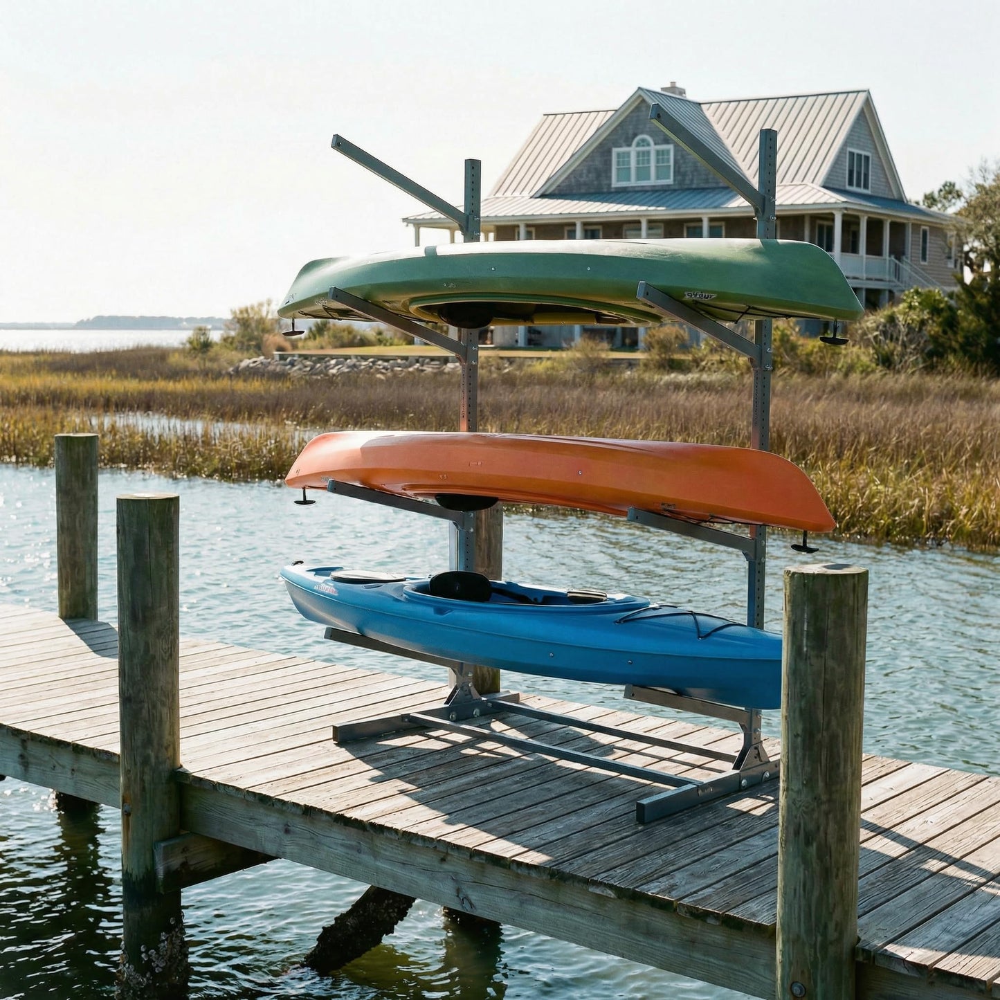 G-Watersport Pro Freestanding Kayak Storage Rack – 4 Kayak Rack & Canoe Rack – Marine Grade Outdoor Kayak – Adjustable Surfboard & Stand Up Paddle Board Holder – Adjustable Storage Stand
