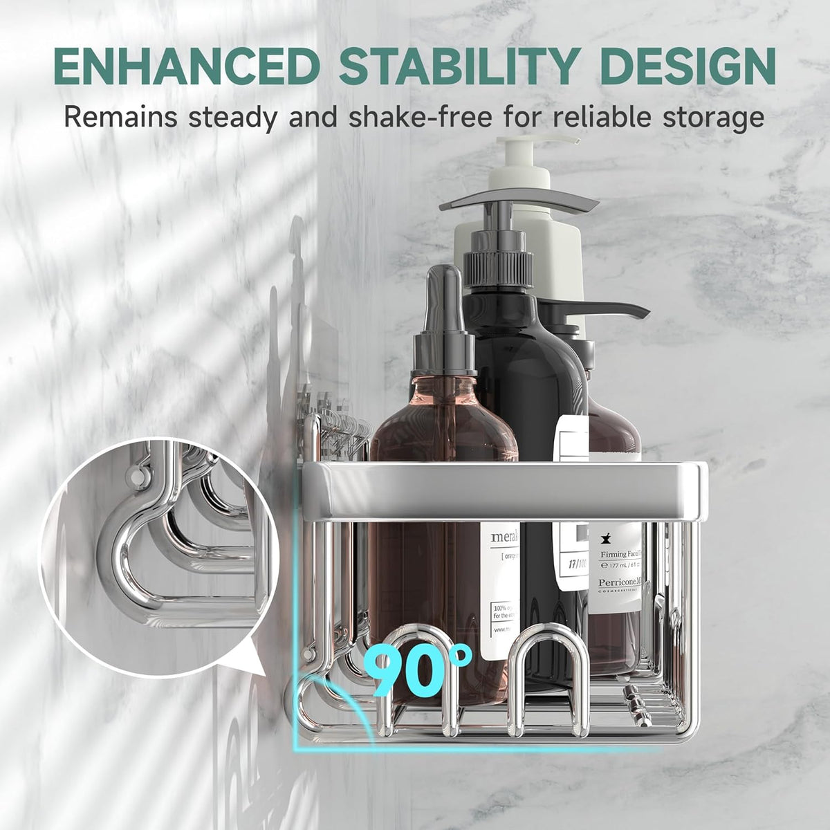 Veken Shower Caddy - Large Wall-Mounted Organizer with Soap Dish & Toothbrush Holder | 6-Pack Set