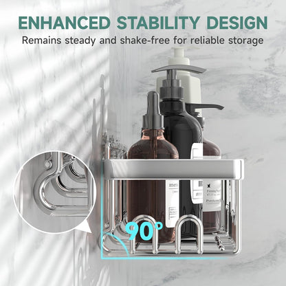 Veken Shower Caddy - Large Wall-Mounted Organizer with Soap Dish & Toothbrush Holder | 6-Pack Set