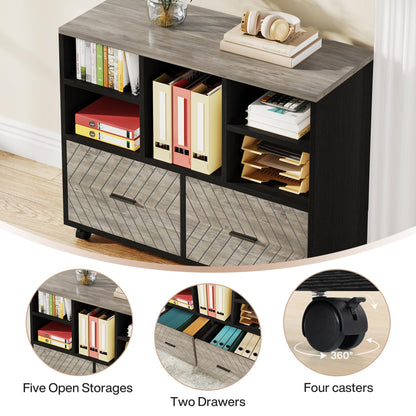 Tribesigns L-Shaped Executive Desk with Reversible File Cabinet, 63" Office Desk with Storage Drawers, L-Shaped Computer Desk with Drawer Cabinet for Hanging Letter Size Files (Gray & Black)