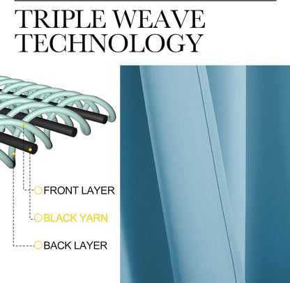 NICETOWN Teal Blue Blackout Curtains - Thermal Insulated 102" Long Drapes | 2 Panels, 55" Wide for Living Room