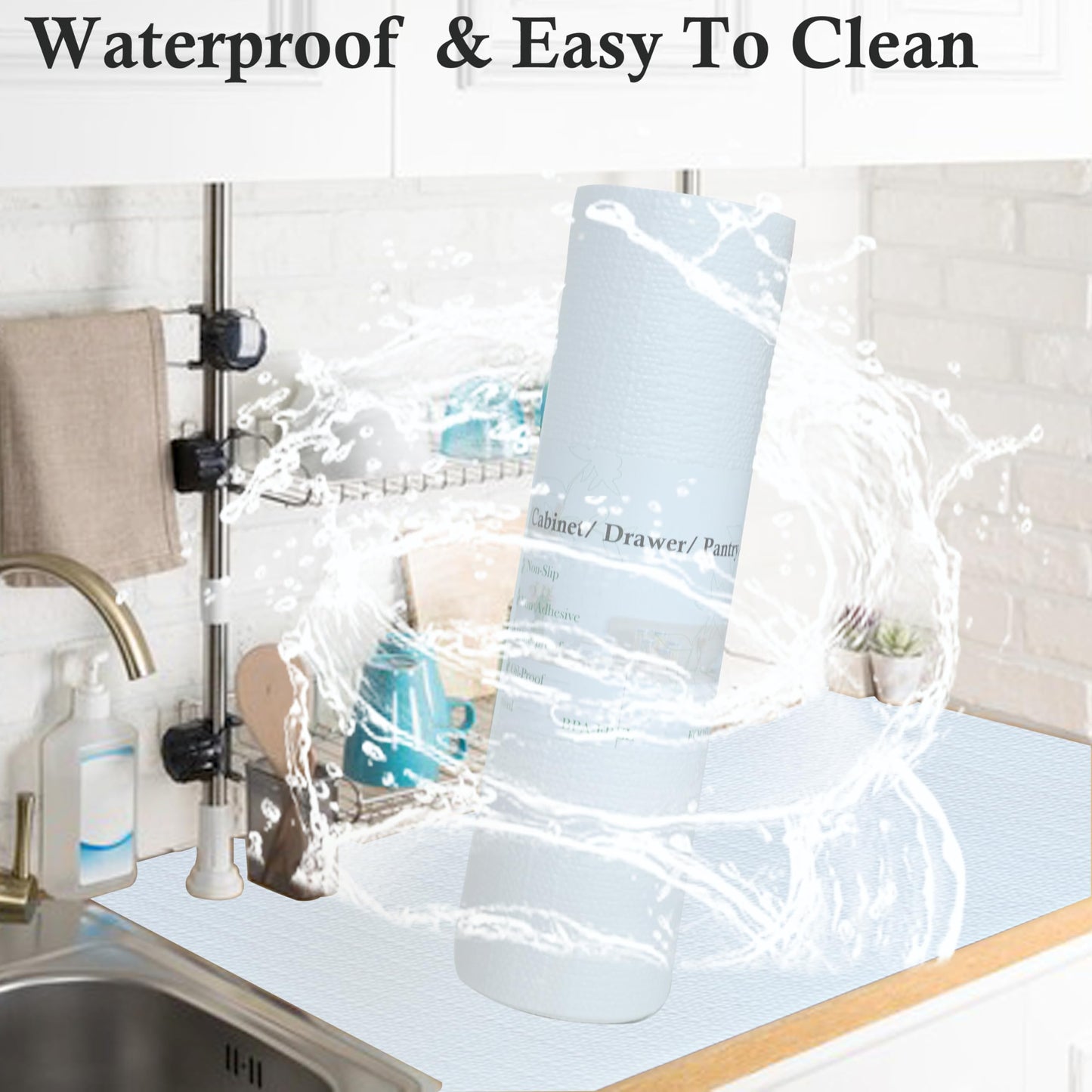 Shelf Liners for Kitchen Cabinets 15 Inch Wide X 20 Ft Non Adhesive Cabinet Drawer Liner Non Slip Water Oil-Proof Pantry Shelves Liner for Strong Grip Closet Cupboard Refrigerator Mat Bathroom