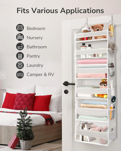 6 12 50lbs ULG Over The Door Organizer with Large Pockets Side Pockets, Weight Capacity Door Hanging Organizer