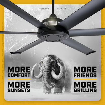 Big Ass Fans Mammoth 60" Outdoor Ceiling Fan with LED Light – Silver Finish – Smart Wi-Fi Ceiling Fan with Remote & Voice Control – Quiet, Wet Rated Patio Fan with Light – 3 Yr Warranty
