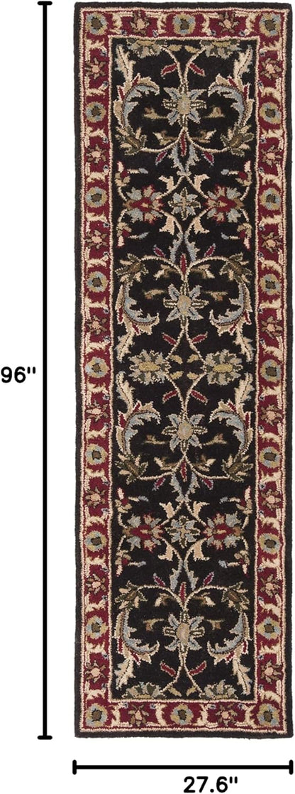 SAFAVIEH Heritage Collection Runner Rug, 2'3" x 8', Handmade Traditional Oriental Wool in Chocolate & Red, Ideal for