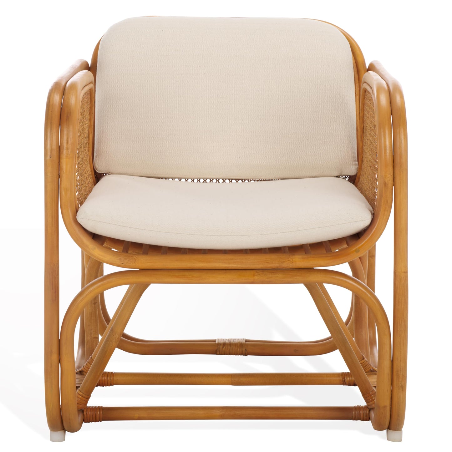 SAFAVIEH Couture Collection Brauner Tropical Coastal Natural Rattan Pole Accent Chair (Fully Assembled)