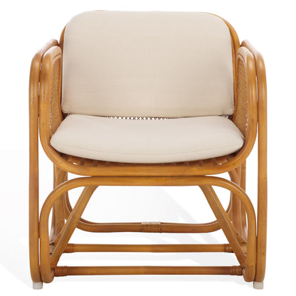 SAFAVIEH Couture Collection Brauner Tropical Coastal Natural Rattan Pole Accent Chair (Fully Assembled)
