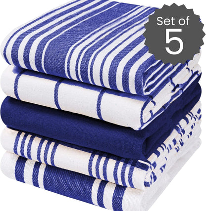 5 Pack 16x28 Cotton Clinic Assorted Kitchen Towels Soft Absorbent Quick Drying Table & Kitchen Linen - Dish Towels