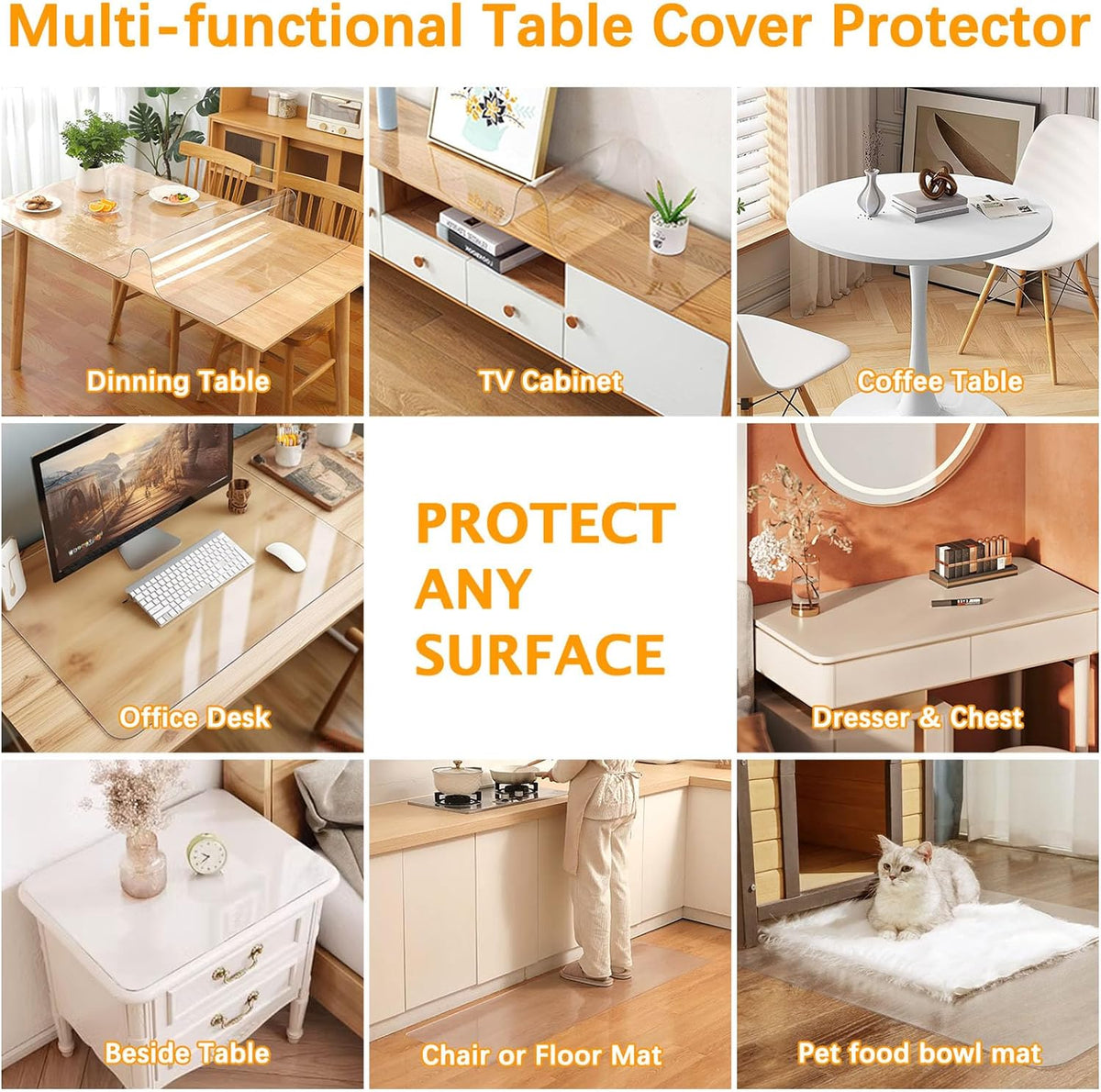 17 24 Inch 1.5mm X Clear Table Cover Protector Thick Table Protector for Dining Room Waterproof Plastic PVC Vinyl