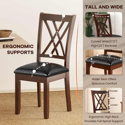 NAFORT Wooden Dining Chairs Set of 6, High Back Kitchen Chairs, Vintage Dining Room Chairs with Solid Rubber Wood Legs, Max Load 360 Lbs, Perfect for Kitchen, Dining Room, Cafe, Restaurant