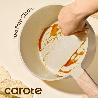 CAROTE 1.5Qt & 2.5Qt Sauce Pan Sets with Lid Ceramic Nonstick Pot Set Non Toxic Saucepan with Stay-cool Handle Small Kitchen Cooking Pots, Easy to Clean, Induction Comptable, PFOA FREE