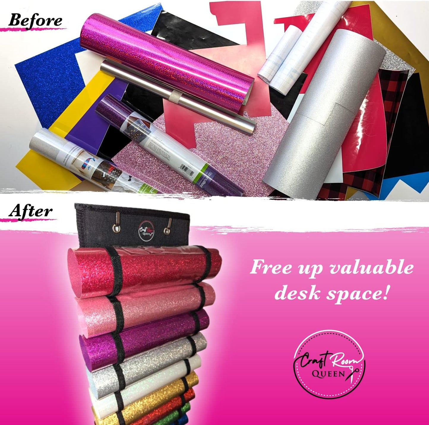 Vinyl Roll Holder and SVGs - Space Saving Vinyl Storage Organizer with 48 Slots for Craft Organization