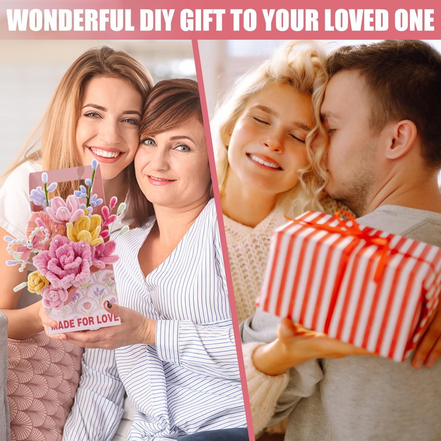ERNTRNL Pipe Cleaners Craft - Pipe Cleaners Flower Bouquet Supply Kit for Craft Art Project Activity, Birthday Mother’s Day Graduations Anniversaries Gifts