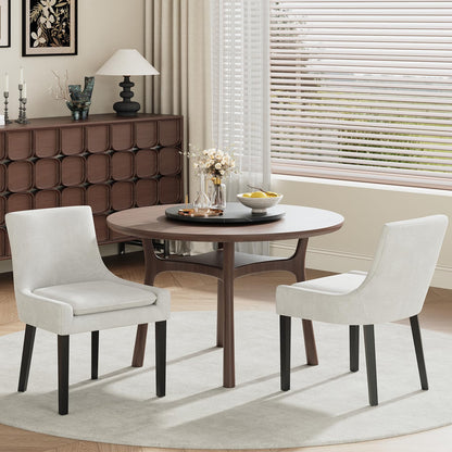 MALOL Dining Chairs Set of 4, Upholstered Corduroy Dining Room Chair with Wood Legs, Mid-Back Padded Kitchen Side Chairs for Dining Room, Beige