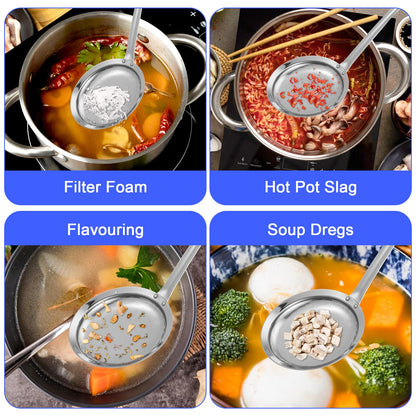 Stainless Steel Fine Mesh Strainer, Set of 4 Fine Mesh Sieve for Kitchen Cooking, Long Handle Food Strainer Steel Colander (Set of 2 Sizes)