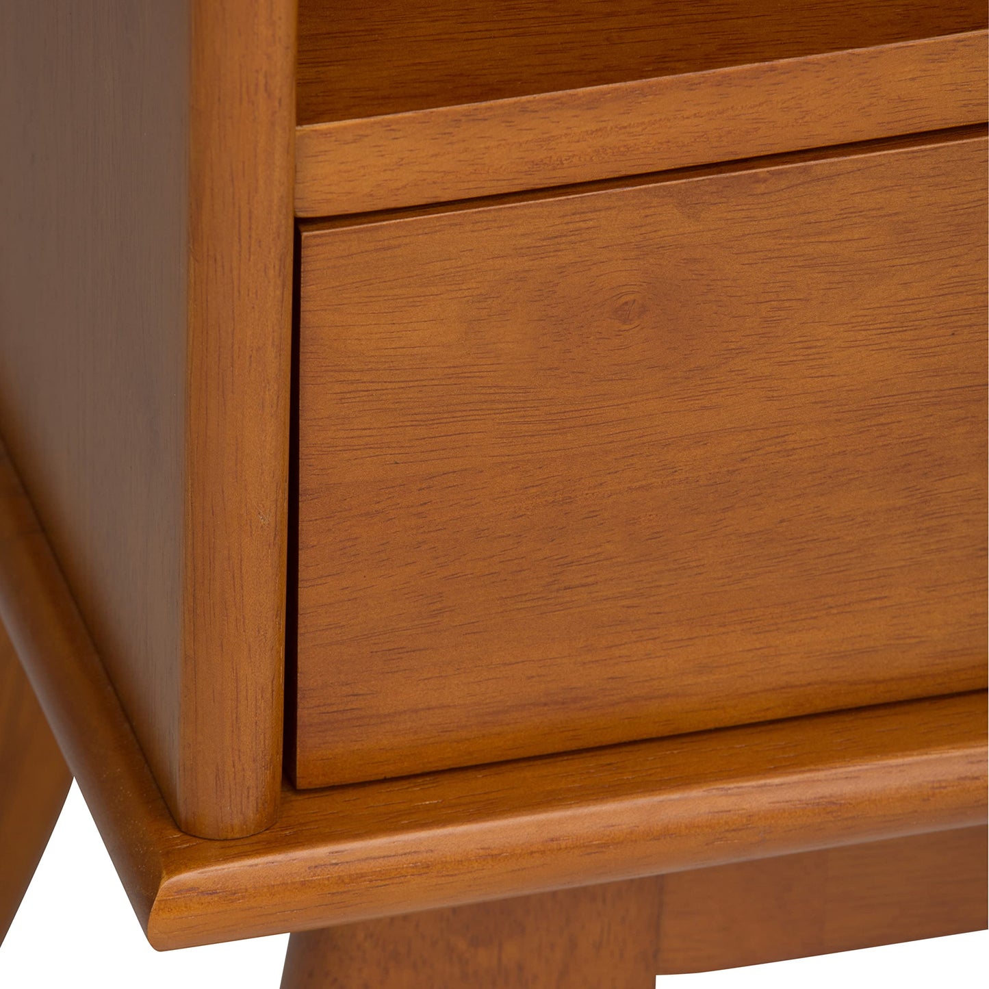 SIMPLIHOME Draper 22 inch Mid-Century Modern 6 Cubbie Bookcase with Drawer (Set of 2) in Teak Brown for the Living Room, Study Room and Office