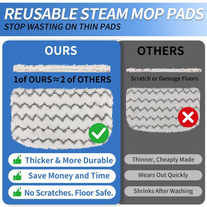 6 Pack Thickened Steam Mop Replacement Pads, Durable Microfiber Mop Pads Compatible with Shark S1000/S1000A/S1000C/S1000WM/S1001C, Washable Pads for Pet Owners and Families with Kids