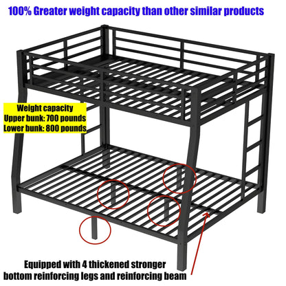 AOOMEEC Higher Quality & Stronger Twin XL Over Queen Bunk Bed, Thickened Heavy Duty More Stable Safer Black Metal Steel Bunkbed Bunk Queen Bed (Easier to Assemble) (Twin XL Over Queen)
