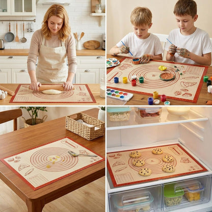 Silicone Baking Pastry Dough Mat - Extra Large 28x20 Inch Nonstick Rolling Mat for Cookies & Bread
