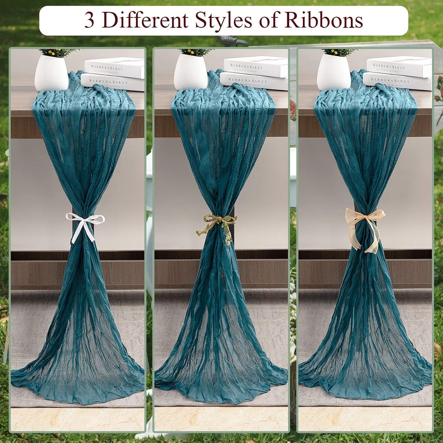 35 157 Inch Teal Cheesecloth Table Runner - x Gauze Boho Table Runner for Wedding, Baby Showers & Parties