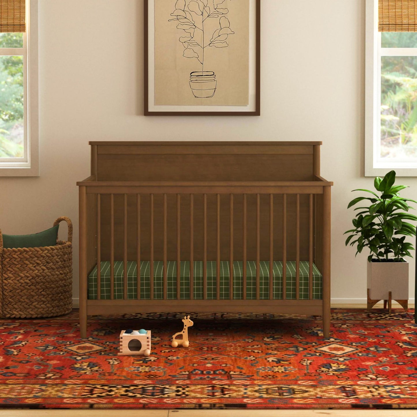 Davinci Frem 4-in-1 Convertible Crib in Walnut, GREENGUARD Gold Certified