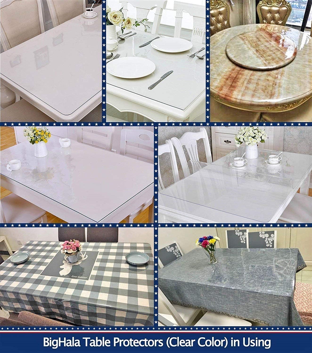 12 48 Inch Clear Plastic Table Protector Bench Entryway Coffee Side Bedside Tablecloth Cover Mat PVC Vinyl Cloths Easy
