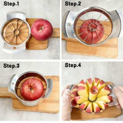 6.9 Inch Stainless Steel Large Apple Slicer,12 Slice Heavy Duty Apple Cutter Sharp Apple Slicer Corer,Apple Corer Tool,for Pear Potato Slicer and More