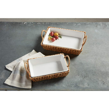Mud Pie Hyacinth Basket Set, small baker 7" x 11" | large baker 13" x 18 1/2"