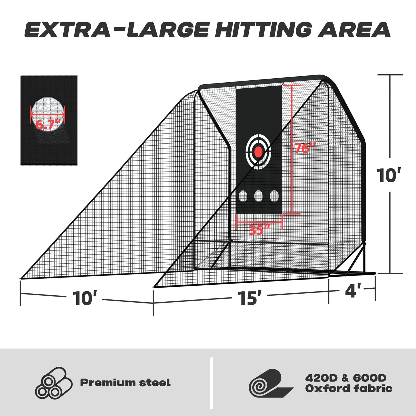 MR Golf Hitting Net 10’x10’ with Side Barriers, Extra Large Golf Practice Net with Ball Return System, Golf Simulator