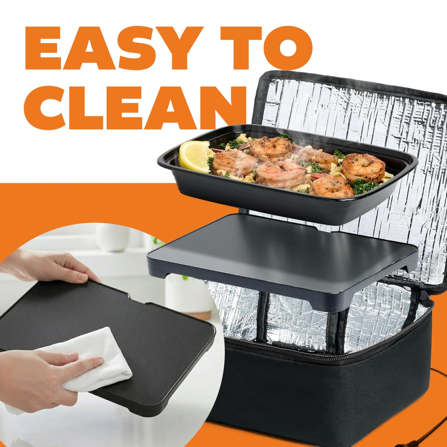 HOTLOGIC Mini Heated Lunch Box - Portable Electric Food Warmer for Men and Women - Great for Work, Office, and Construction - Cook, Reheat, and Eat on the Go - 12V - Black