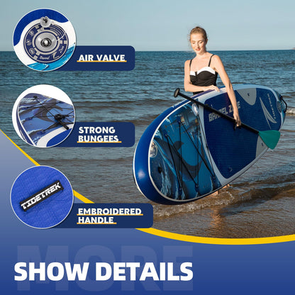 TIDETREK 11'/11'6" x 33"/34" x 6" Inflatable SUP Paddle Board – Extra-Wide, Stable Stand Up Paddle Board with Premium Full Accessory Set for Adults & Youth (Whale Dream, 11'x33 x6)