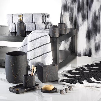 Nicole Miller - Tissue Box Cover, Resin Countertop Accessories, Dorm Room Essentials (Sydney Collection, Black/Gold)